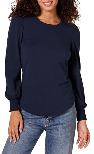 Amazon Essentials Women's Long-Sleeve Crewneck Smocked Cuff T-Shirt