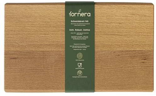 fornera f40 Massivholz Schneidebrett mit Baumkante, Großes Schneidebrett für die Küche, Holzschneidebrett, Servierbrett, aus massiver Buche, geölt, Made in Germany, Maße HxBxT: 3x(32-37) x50 cm