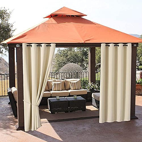 Panneau de Rideau de Patio occultant extérieur Waterpof de Couleur Unie pour Balcon de pavillon de Ferme-Beige, L300 x L245cm 1PC, Gmmet
