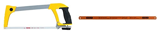 Stanley Dynagrip Heavy Duty Hacksaw 1 20 110 & High Speed Steel Molybdenium Hacksaw Blades (2) 0 15 906