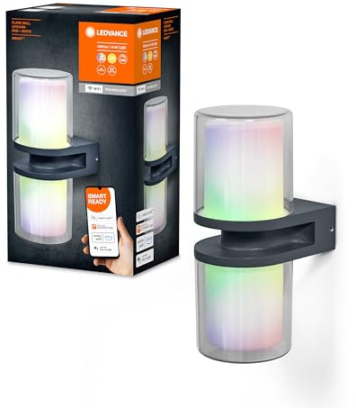 LEDVANCE SMART+ WI-FI UPDOWN FLARE RGBW - dimmbare LED Wandleuchte dunkelgrau für Außen aus beständigem Aluminium, RGB-Farbsteuerung, 14 W, 3000 Kelvin warmweiß, 1000 Lumen, IP44