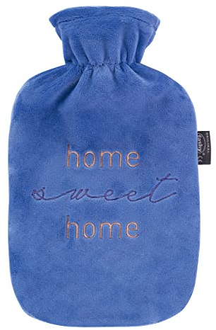 Fashy Wärmflasche 2,0 L mit Bezug home sweet home, 67416, Lila