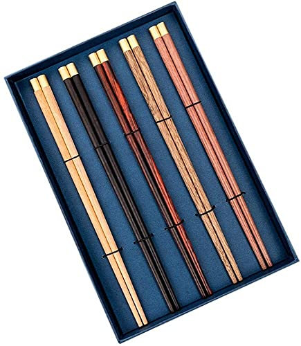 Bacchette, Bacchette Cinesi Lavabili Bacchette Cinesi in Box Regalo in Legno Massiccio a 5 Colori, Una Persona, Bacchette, stoviglie Creative da 25 cm Senza lacca e Cera, Famiglia