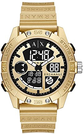 Armani Exchange Watch for Men, Ana-Digi Movement and 46mm Case Size with Silicone Strap