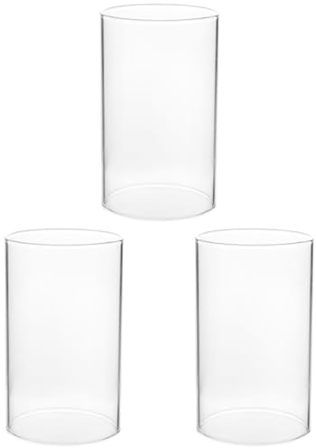 HOMSFOU 3 StüCke Transparente Glaszylinder Ohne Boden, Windlicht Glas Kerzenabdeckung, 20cm HöHe, FüR Kerzen Dekoration, Sicherheitsschutz, Leicht Zu Reinigen