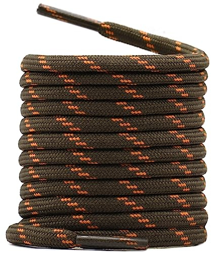 WEGOODZF Round Walking Boot Laces: 2 Pairs 4.5MM 120CM Light Brown Orange Dots Thick Heavy Duty Shoelaces for Outdoor Shoes