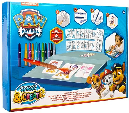 PAW PATROL - Sprühstift-Set Deluxe - Malstifte für Kinder - Malset mit Buntstiften und Malvorlagen (PW22368)