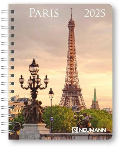 N NEUMANNVERLAGE - Paris 2025 Diary, 16,5x21,6cm, Taschenkalender mit zwölf Bildseiten und Notizseiten, herausnehmbaren Planer, Jahres- und Monatsübersicht und internationales Kalendarium