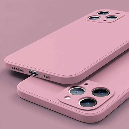 NICRX Custodia per telefono quadrata in silicone liquido per iPhone 14 12 11 13 Pro Max Mini X XR XS 7 8 Plus SE 2 Cover protettiva completa per obiettivo, Rosa, per iPhone 14 Plus