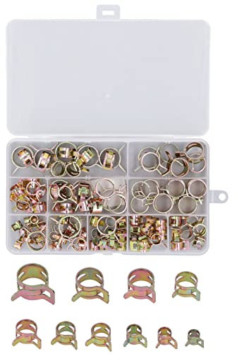 100Pcs Spring Hose Clamps, Spring Band Type Constant Tension Hose Clamp,6‑17mm Hose Pipe Fuel Line Clamp Accessory Set Kit,Hose Clamp Fastener Fuel Line Hose Clips Spring Hose Clips Line Pipe Clips