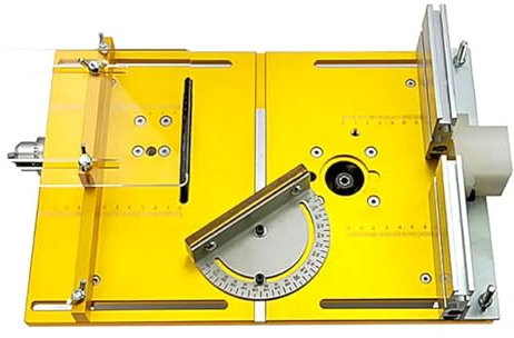 Frästisch-Einsatzplatte, Kreissägen-Flip-Abdeckplatte, Gehrungslehrenführung, Aluminiumprofil-Zaun-Gleithalterungen (Set mit gelben Platten)