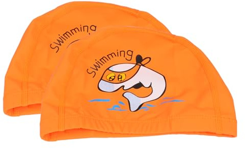 Gorro de Baño para Niños 2 Pcs PU Naranja con Motivo Marino