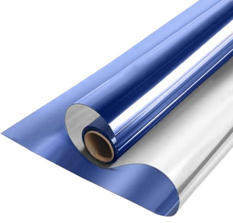 MOCNT Película de Ventana Película de Espejo Unidireccional Vinilos Espejo para Ventanas Adhesiva Película Solar Protección Privacidad Lámina de Espejo Azul Oscuro 80cmX200cm