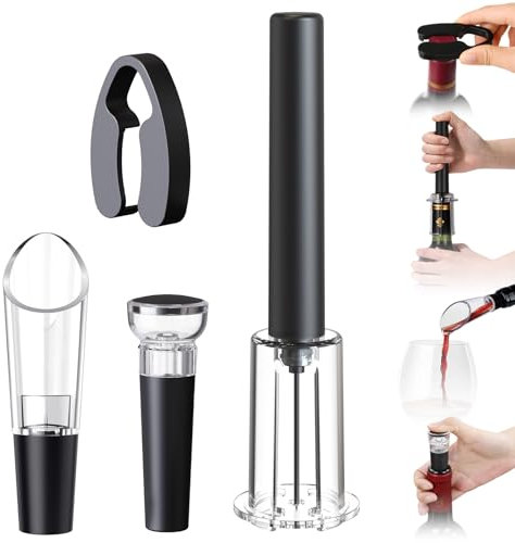 FBBULES Set di Cavatappi di Vino a Pressione d'Aria, Include Apribottiglie Pompa Professionale, Tagliacapsule, Tappo e Versatore, per Casa, Ristorante, Feste, Regalo per Gli Amanti Del Vino