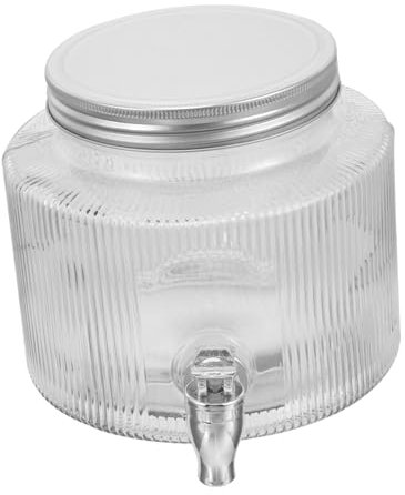 Cabilock Dispenser Bevande in Vetro Con Rubinetto Brocca Capiente Per Cocktail e Tè Design Elegante Per Feste e Riunioni Versamento Facile e Sicuro