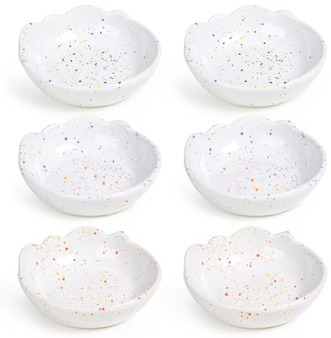 NOVAJOY Keramik Dipschalen x 6, Saucenschalen Stapelbar, Gewürzschalen für Sushi, Saucenschälchen, Snack Schälchen, Für Vorspeisen, Ketchup, Sojabohnen, Sushi Sojasauce, BBQ