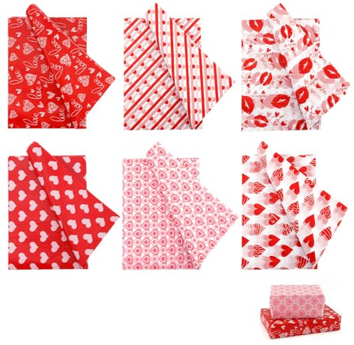 30 Stück Geschenkpapier zum Valentinstag, Geschenkpapierrolle mit Herzen Seidenpapier für Geschenktüten Sydney Geschenkpapier für Valentinstag Hochzeit Geburtstag Geschenkdekoration