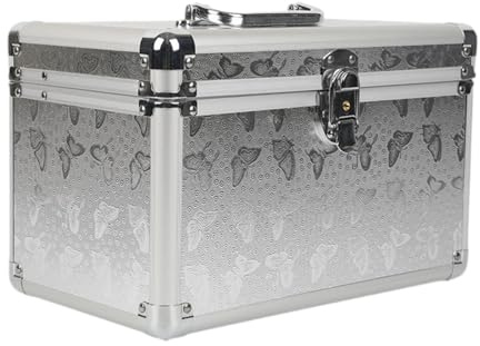MagiDeal Make-up-Zugkoffer, Kosmetikkoffer, tragbare, abschließbare Kosmetikbox, Hardware-Organizer für den Salon zu Hause, professionelle Make-up-Artists