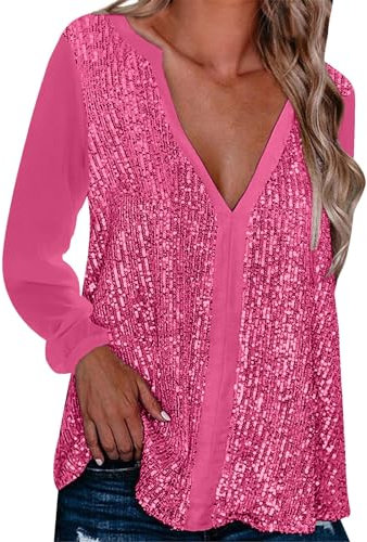 Damen Pailletten Tops Sparkle Shimmer Weste Ärmellos V-Ausschnitt U-Back Side Split Bluse Tunika Trägertops Perlen Ärmellos Top Spaghettiträger Top Kurzarm Glitzer Pailletten Tank Top Glänzendes Bluse