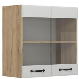 Vicco Küchenglasschrank R-Line, Weiß Landhaus, 60 cm, zur freien Kombination innerhalb modularer Küchensysteme
