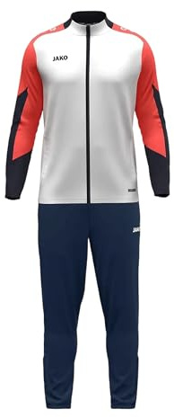 JAKO Unisex polyesterdräkt Dynamisk, vit/koral/marinblå, M