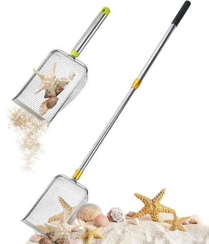 MARFOREVER 2 Pcs Shark Tooth Sifter Sand Sifter for The Beach, Sifter Sand Scoop Shell Scooper Beach Shovel Tools for Picking up Shells Rock Hunting