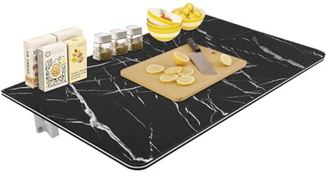 lousriyy Wandmontage Schreibtisch Klappbar Wandschreibtisch 80 * 50cm Wandtisch Klappbarer Küchentisch Klappschreibtisch Platzsparendes MDF Klapptisch für Wohnzimmer Kinderzimmer, Schwarz