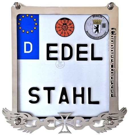 Exklusiver Kennzeichenhalter Motorrad mit Aufschrift Choppers Forever aus Edelstahl Hochglanz poliert mit Chrombeschichtung 180x200 mm - Nummernschildhalterung Motorrad - Kennzeichenhalterung
