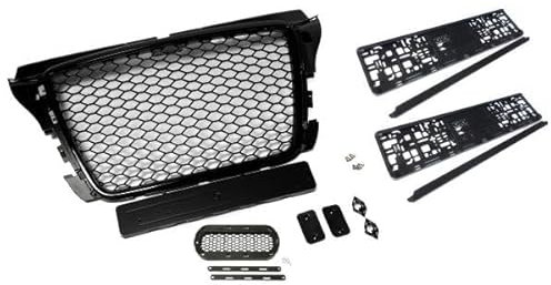 Set Kühlergrill, PDC- und Emblemhalter, 2 Kennzeichenhalter kompatibel mit Audi A3 8P 08-13