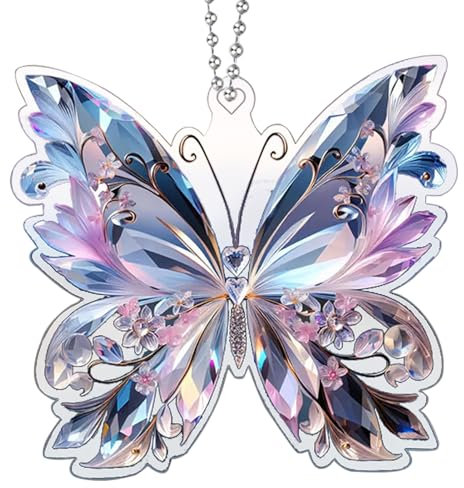 Ornements papillon pour arbre, papillon en verre arc-en- amélioré, créateur d'animaux arc-en- avec paillettes 2D pour vue intérieure, Saint-Valentin, fête des mères