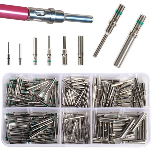 Shengbowi Deutsch Solid Contact Pin Kit Barrel Style Size12 16 20 90Pairs | Male Female Terminals Plug Socket DT Series Steel Crimp Solid Set Auto Electrical Wire Connector
