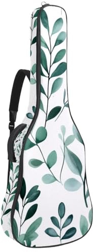 Gitarren-Gigbag, 101,6 cm, 106,7 cm, 1 cm dicker Schaumstoff, weich gepolstert, für Akustik-, E-Bass-, Konzertgitarre, botanischer Eukalyptus, Sge-grünes Muster, Mehrfarbig 02, 42.9x16.9x4.7 in