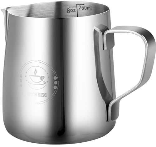 8Oz Mini Milk Frothing Pitcher – 250ml Single Serving Stainless Steel Espresso Steaming Pitchers, Precision Pouring for Perfect Latte Art, Frother cup, Coffee Cappuccino Jug
