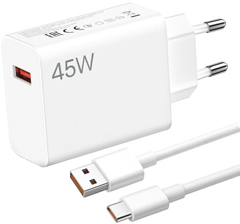 Menibeuty Cargador Carga Rapida, 45W Cargador USB Adaptador con 1Metro Cable USB C Carga Rapida Cargas Adaptador, para Note 13 12 11 10 Pro Red M1 13x Poco M6 X5 M5s M4 X3 F3 Mi 11