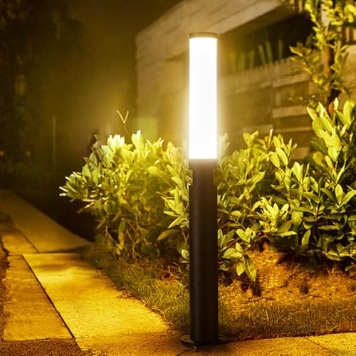 Lámpara de bolardo Moderna para Caminos, cilíndrica, con Pantalla acrílica, de Aluminio Fundido a presión, para jardín, Impermeable, para Patio, Garaje, Entrada, Puerta Delantera o