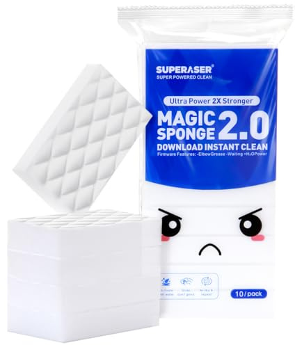 SUPERASER Tex-10 Melamine Magic Sponge Eraser, HD-Weave, 10-Pack | HD-Weave melamine foam cleans grease, soap scum and marks with water; cut to size for kitchens, bathrooms, walls and floors.
