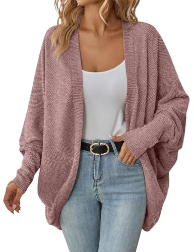 Cocila Cardigan da Donna Maglione Oversize in Maglia Grossa Avvolgente A Aperto sul Davanti Cappotto Accademico Danza Pink S Bluse Donna Manica Lunga Giacca Pelle Rosa Cipria di Stoffa