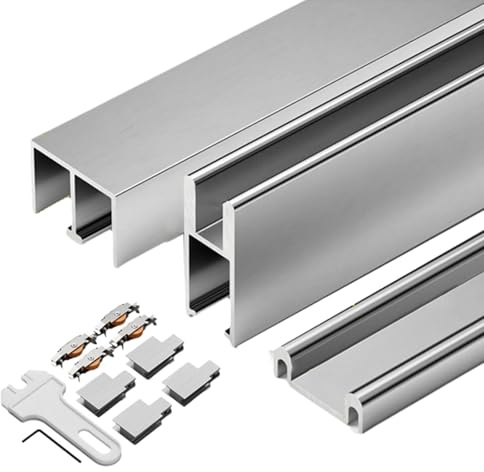 Chaoyilian Kit Binario per Porta Scorrevole in Vetro,Binari for Ante Scorrevoli for Armadi,Binario Scorrevole for vetrina,Silenziosi,Funzionamento Regolare,per Vetrine,Mobili,Domestici