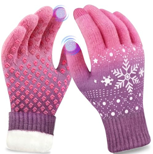 Origem Gants Hiver Homme et Femme, Gants Chauffants Chauds à Écran Tactile Doublés de Polaire Tricotée, Gants Thermiques pour la Conduite, la Course à Pied, le Cyclisme et le Ski par Temps Froid