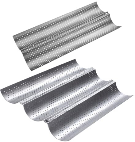 DIYEAH 2 pièces Moule à Baguette Perforé Anti-adhésif Plaque de Cuisson pour Français Acier Inoxydable Résistant Usage Domestique et Professionnel Facile à Nettoyer