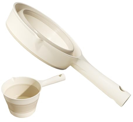 Mestolo per la pulizia quotidiana – mestolo ad acqua con manico ergonomico, pieghevole, anti-fuoriuscita, per, la doccia, la preparazione dei pasti, il campeggio,