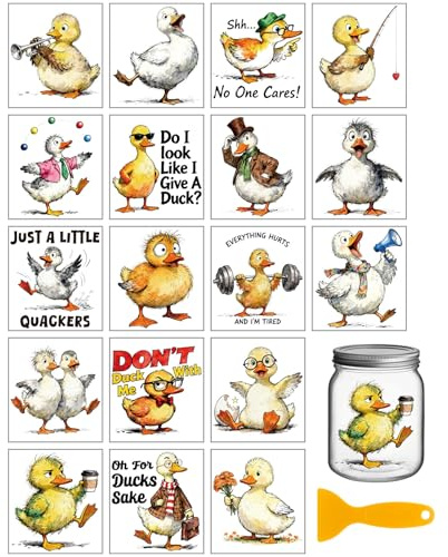 GLOBLELAND 18 Sheets Interesting Duck Transfer Stickers 3.9x3.6inch Colorful Funny Cartoon Duck Animals Transfer Decal Rub on Transfer for Cup Decal Vase Glass Art Crafts Decorations