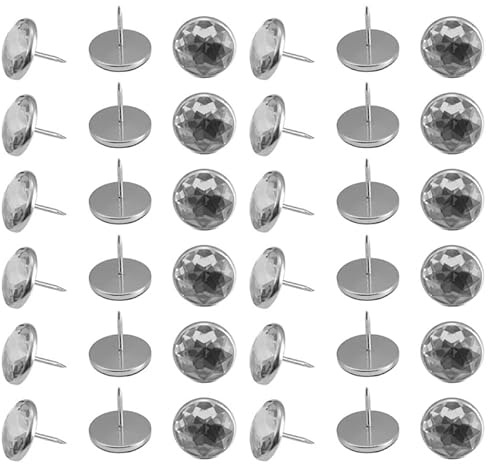 DEARMAMY Lot De 50 Clous Tapissier Cristal Pour Canapé Bouton Meuble Décoratif Accessoires De Meubles Pour Salon Chaises Panneaux Muraux Et Armoires À Vin 0.90In