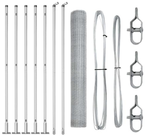 Modern Rectangle Steel Fence Post with 13 mm Mesh, Weather Resistant Outdoor Fence Post Set for Garden and Terrace Security