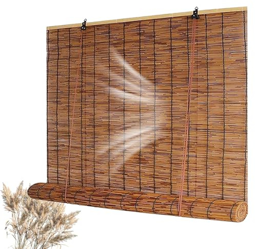 Tenda avvolgibile in bambù esRoman per interni ed esterni, facile da installare, resistente alle intemperie, perfetta per portico, 125 x 220 cm (larghezza x altezza)