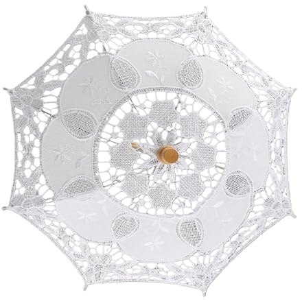 Annadue Mini Spetsparaply, Bröllopsparasoll för Bröllop, Broderat Parasoll för Flickor Festdekor Dansfotografi Rekvisita
