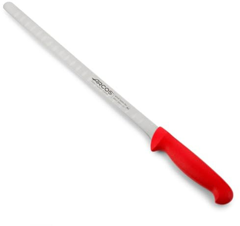 Arcos Lachs- und Fischmesser aus Edelstahl mit 300 mm Klinge - Ergonomischer Griff aus Polypropylen, Serie 2900 - Farbe Rot