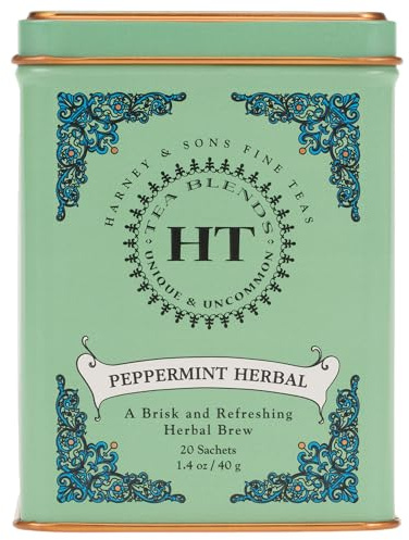 Harney & Sons, Fine Teas, Peppermint Herbal, Caffeine Free, 20 Tea Sachets