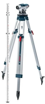 BOSCH GOL26CK 26X Automatic Optical Level Kit, Includes Aluminum Tripod, Grade Rod, Plumb Bob, Tool Kit, & Carrying Case