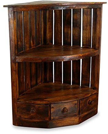 livasia Standregal Holz – 40x40x70cm – Eckregal, vielseitiges Bücherregal aus Bali, für Küche, Bad, Wohnzimmer – Nachhaltiges Albiziaholz, hochwertige Qualität, handgefertigt (Braun)